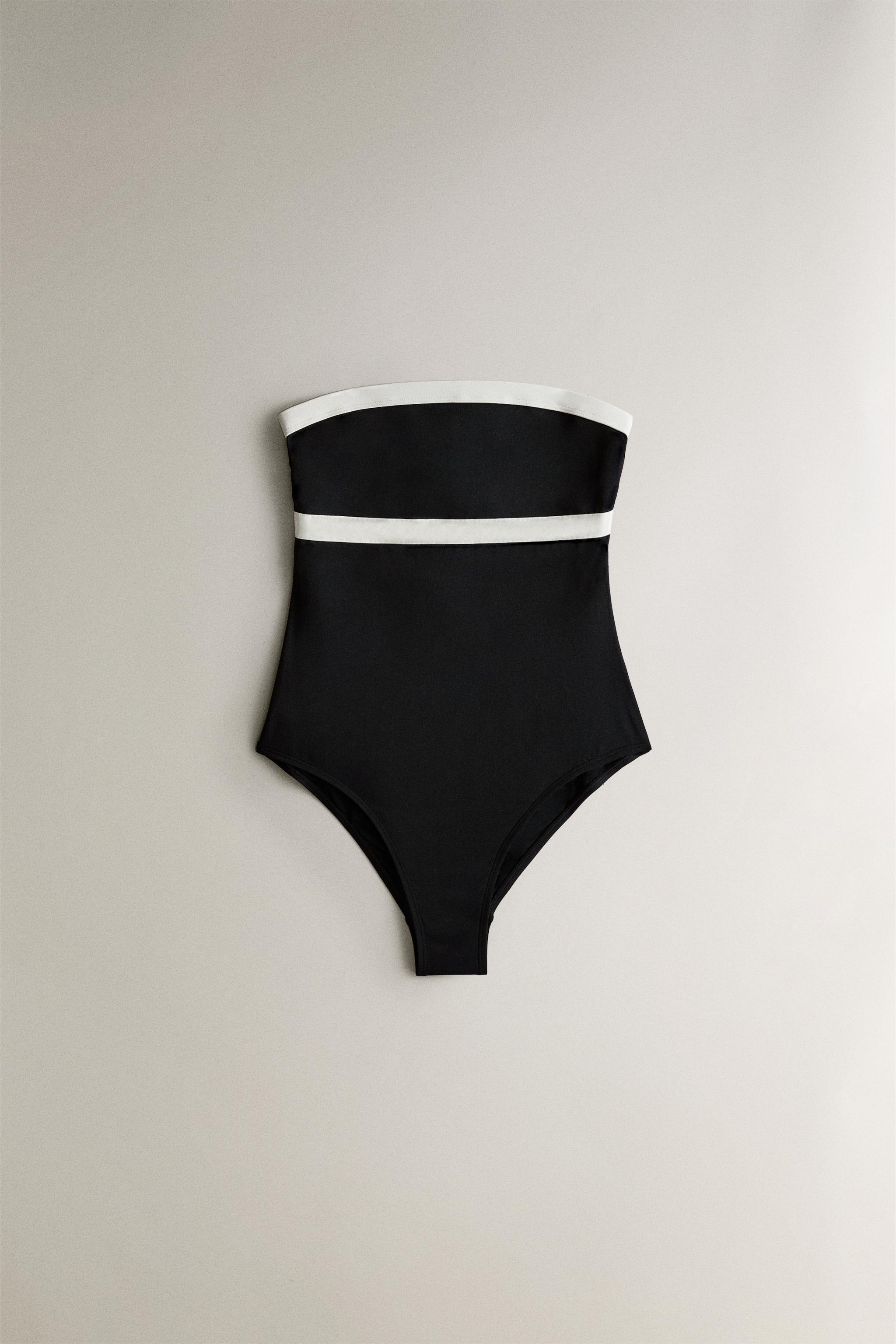 CONTRAST BAND BEACH SWIMSUIT